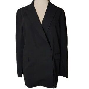 J. Crew Blazer Double Breasted Hidden Button Jacket Black Preppy Classic Office